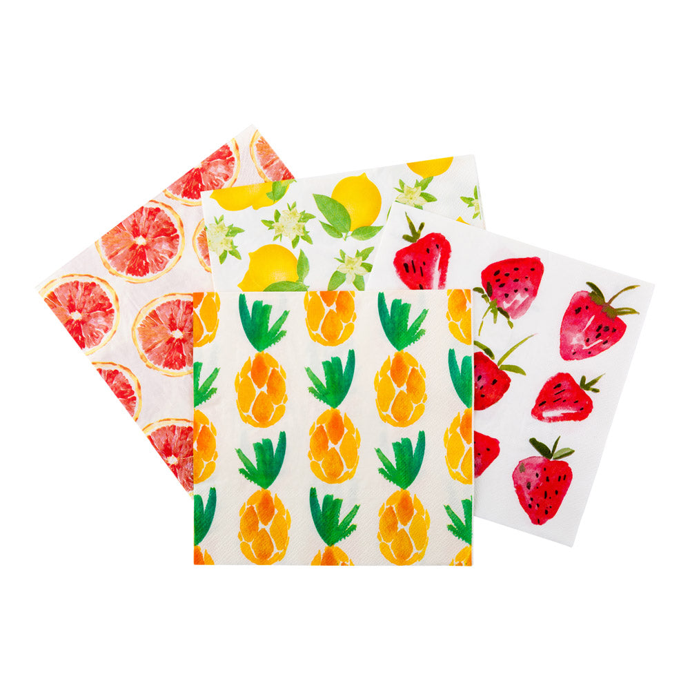 Luxenap White Paper Luncheon Napkin - Pineapple Watercolor - 13" x 13" - 20 count box