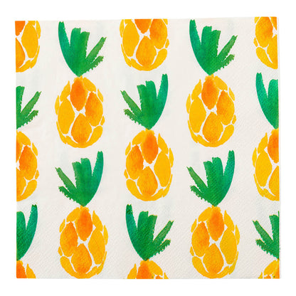 Luxenap White Paper Luncheon Napkin - Pineapple Watercolor - 13" x 13" - 20 count box