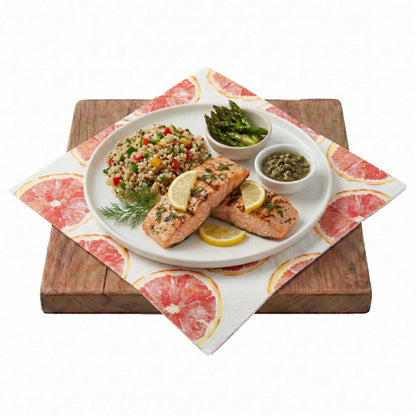 Luxenap White Paper Luncheon Napkin - Grapefruit Watercolor - 13" x 13" - 500 count box
