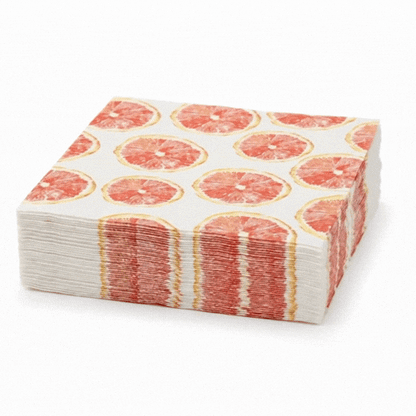 Luxenap White Paper Luncheon Napkin - Grapefruit Watercolor - 13" x 13" - 20 count box