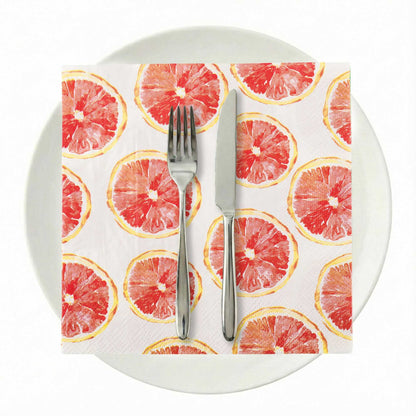 Luxenap White Paper Luncheon Napkin - Grapefruit Watercolor - 13" x 13" - 500 count box