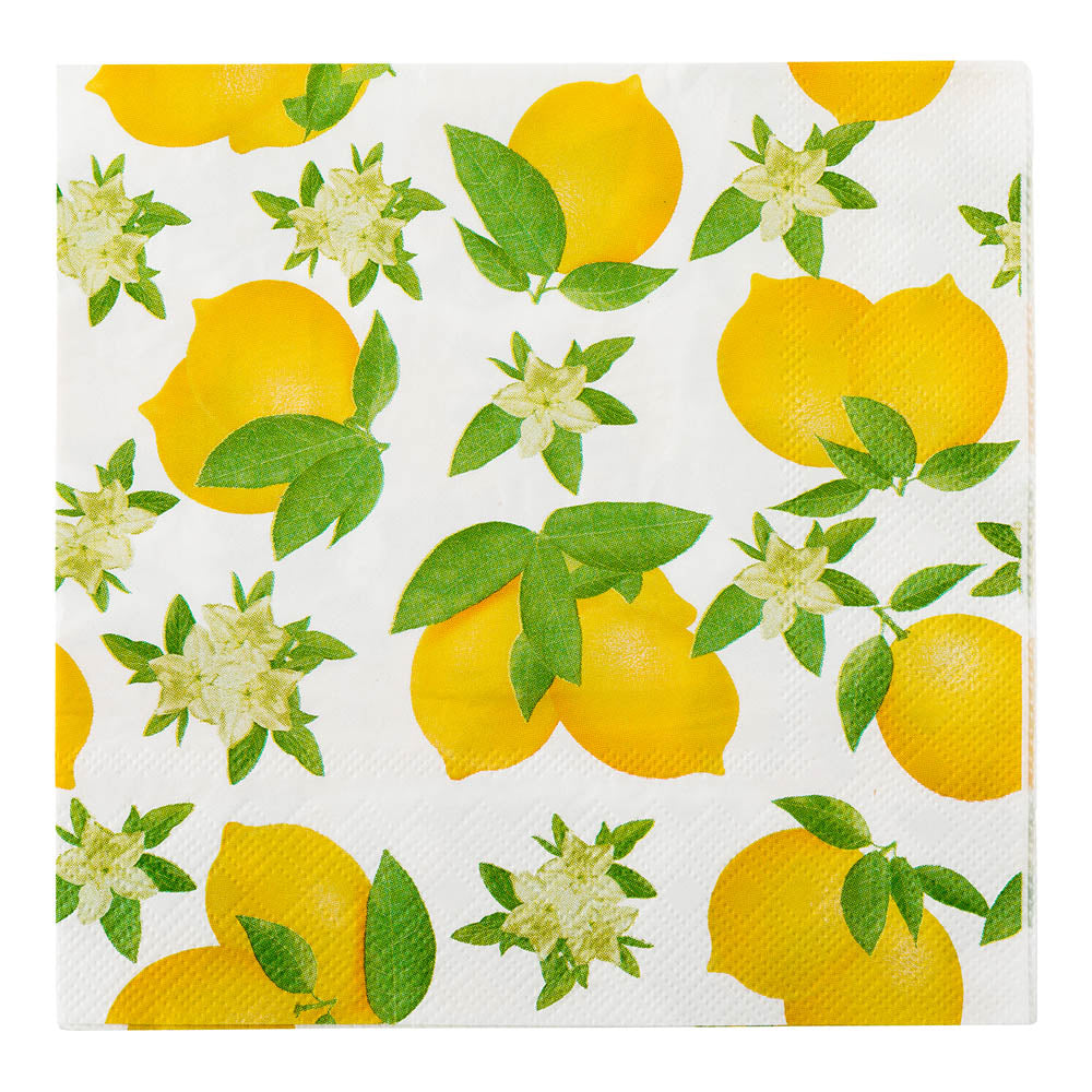 Luxenap White Paper Luncheon Napkin - Lemon - 13" x 13" - 20 count box