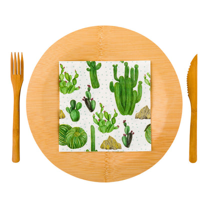 Luxenap White Paper Luncheon Napkin - Cactus - 13" x 13" - 20 count box