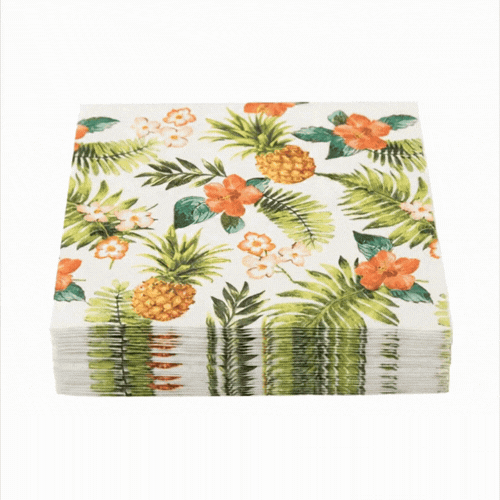 Luxenap White Paper Luncheon Napkin - Hawaiian Vacation - 13" x 13" - 20 count box