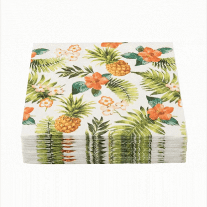 Luxenap White Paper Luncheon Napkin - Hawaiian Vacation - 13" x 13" - 500 count box