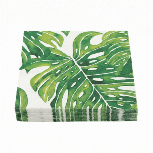 Luxenap White Paper Luncheon Napkin - Tropical Leaves - 13" x 13" - 500 count box