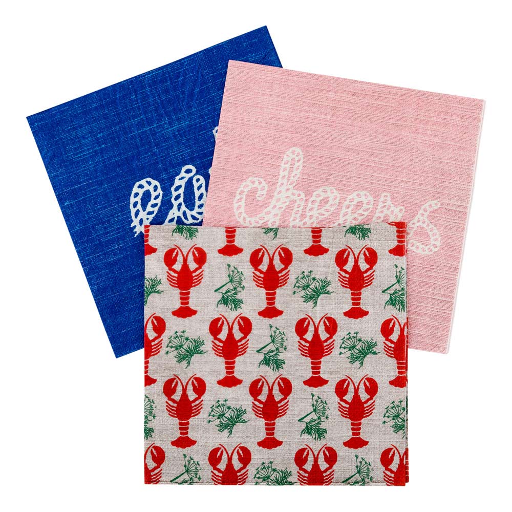 Luxenap Gray Paper Luncheon Napkin - Maine Lobster - 13" x 13" - 20 count box