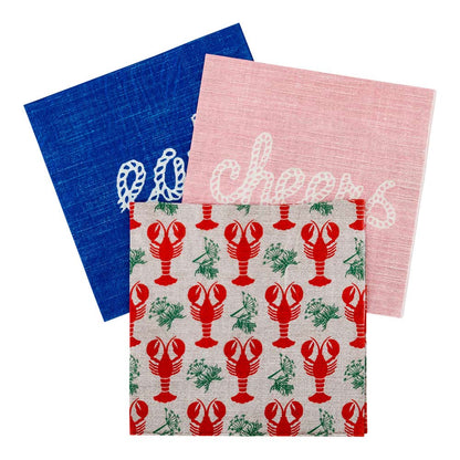 Luxenap Gray Paper Luncheon Napkin - Maine Lobster - 13" x 13" - 20 count box