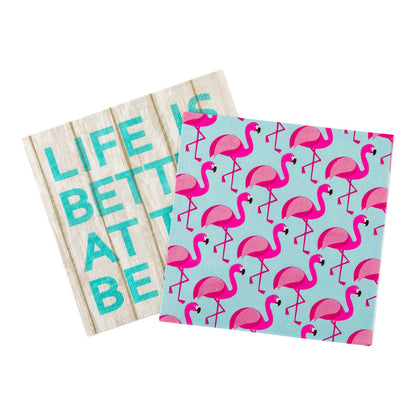 Luxenap Sky Blue Paper Luncheon Napkin - Florida Flamingo - 13" x 13" - 500 count box