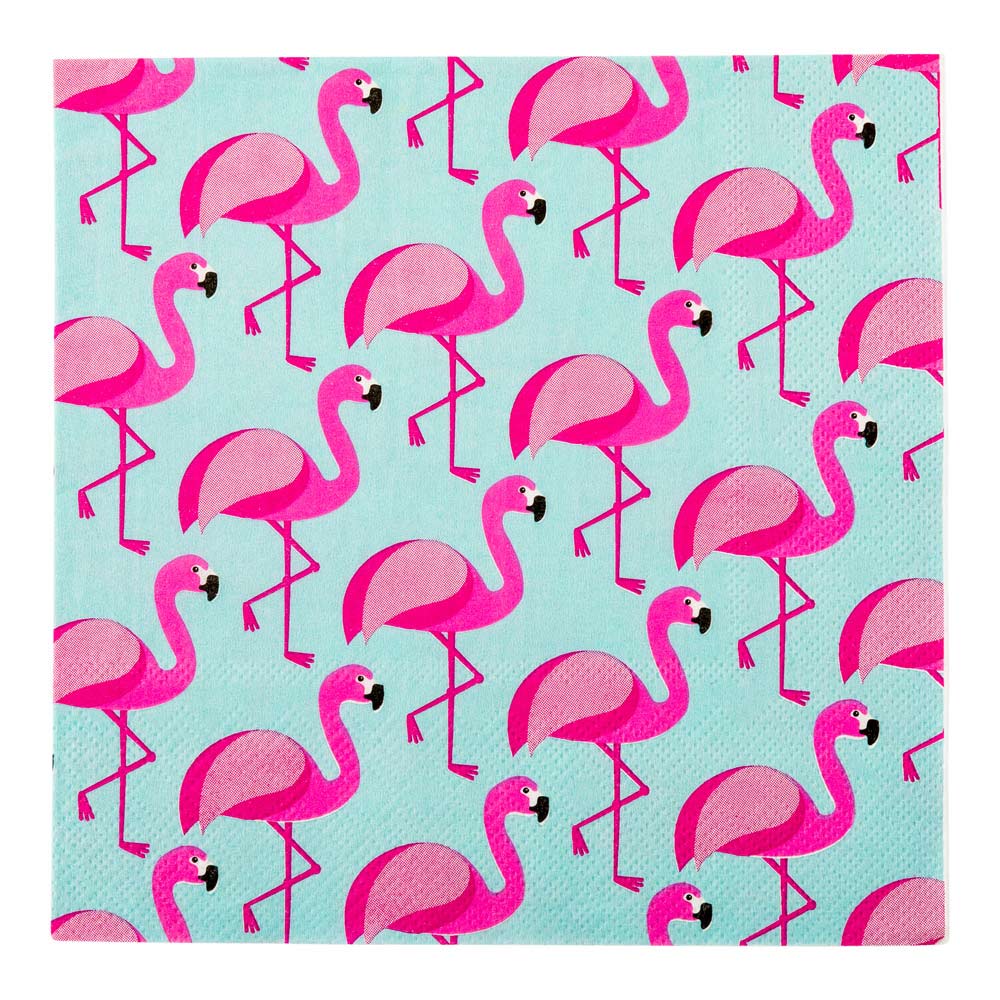 Luxenap Sky Blue Paper Luncheon Napkin - Florida Flamingo - 13" x 13" - 500 count box