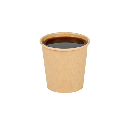 Restpresso 4 oz Natural Paper Unbleached Coffee Cup - Single Wall - 2 1/2" x 2 1/2" x 2 1/2" - 50 count box