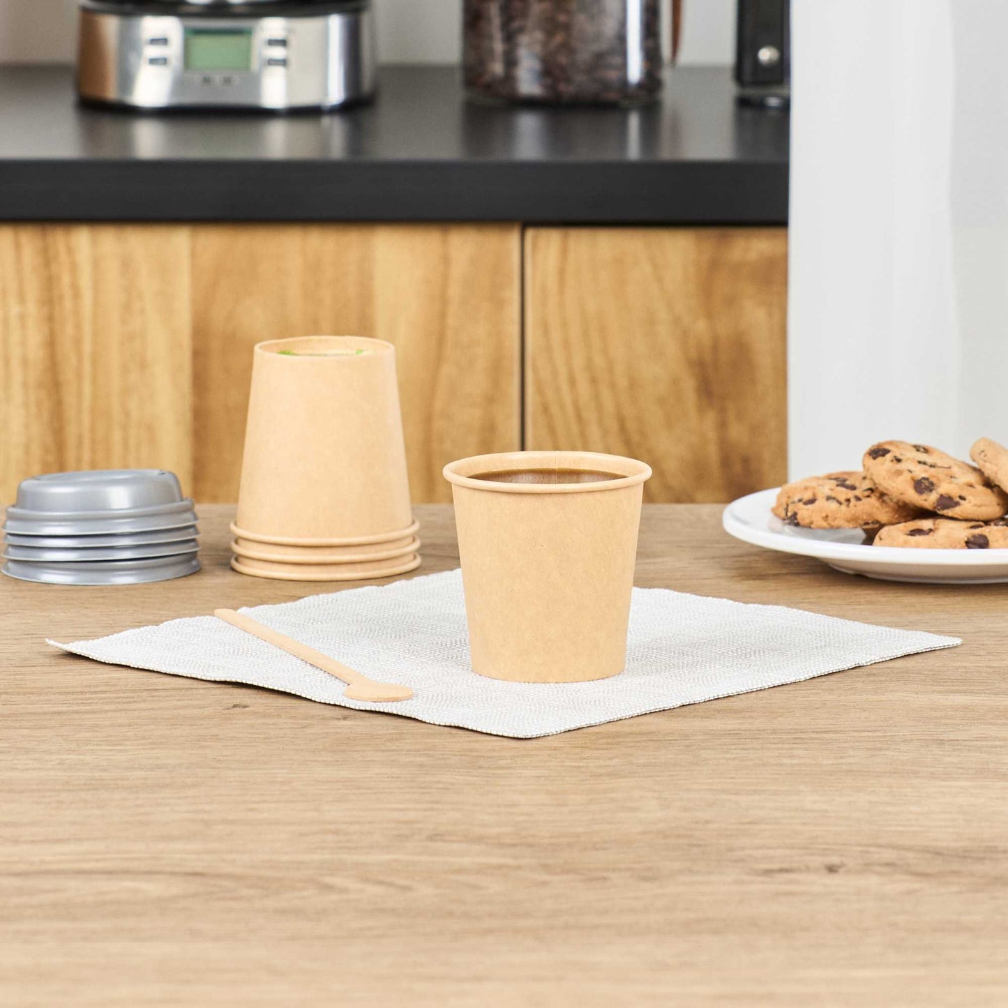 Restpresso 4 oz Natural Paper Unbleached Coffee Cup - Single Wall - 2 1/2" x 2 1/2" x 2 1/2" - 50 count box