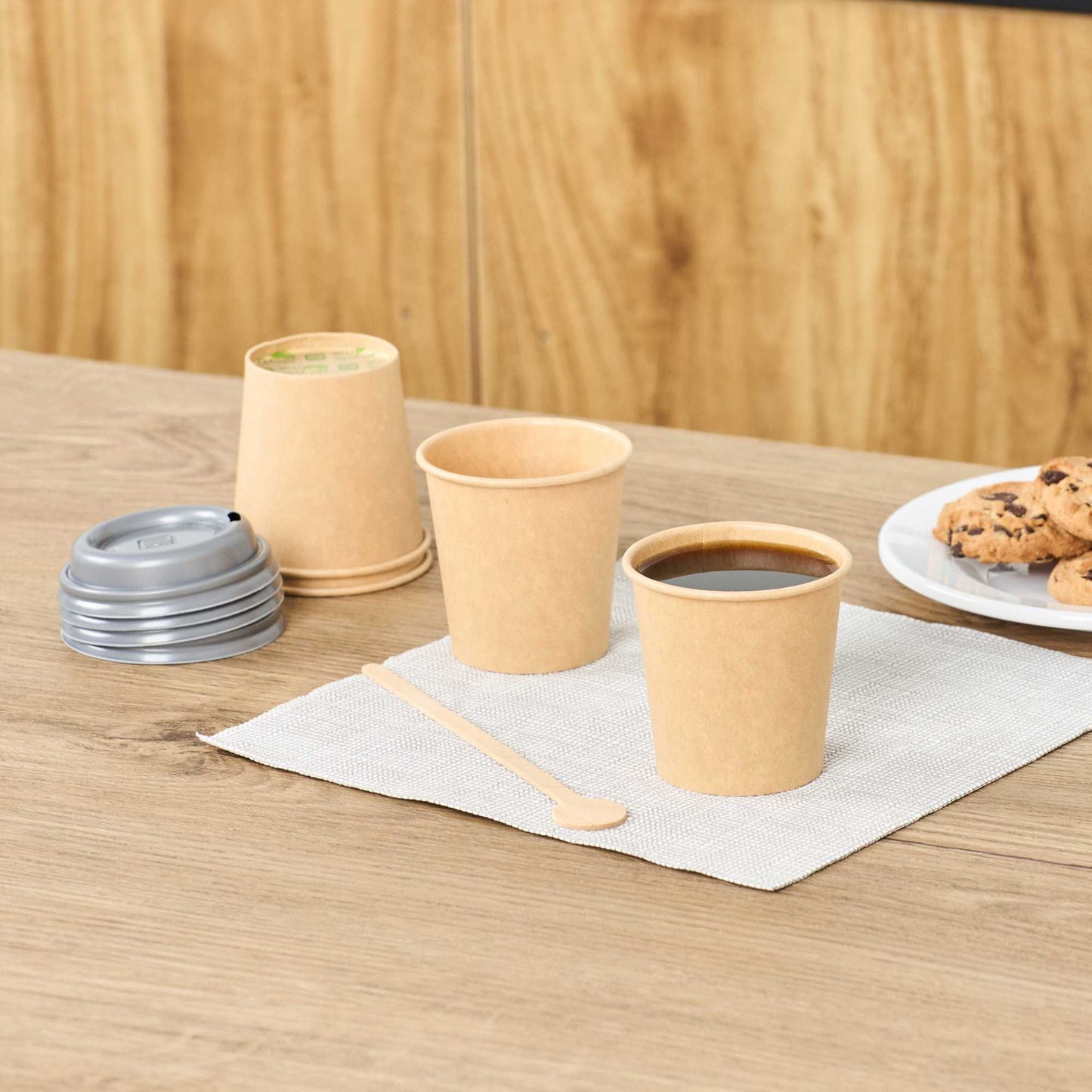 Restpresso 4 oz Natural Unbleached Paper Coffee Cup - Single Wall - 2 1/2" x 2 1/2" x 2 1/2" - 1000 count box
