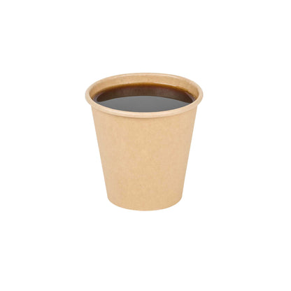 Restpresso 8 oz Natural Paper Unbleached Coffee Cup - Single Wall - 3 1/2" x 3 1/2" x 3 1/4" - 1000 count box
