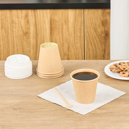 Restpresso 8 oz Natural Paper Unbleached Coffee Cup - Single Wall - 3 1/2" x 3 1/2" x 3 1/4" - 1000 count box