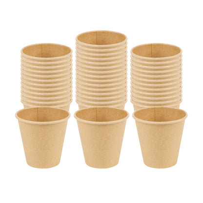 Restpresso 8 oz Natural Paper Unbleached Coffee Cup - Single Wall - 3 1/2" x 3 1/2" x 3 1/4" - 50 count box