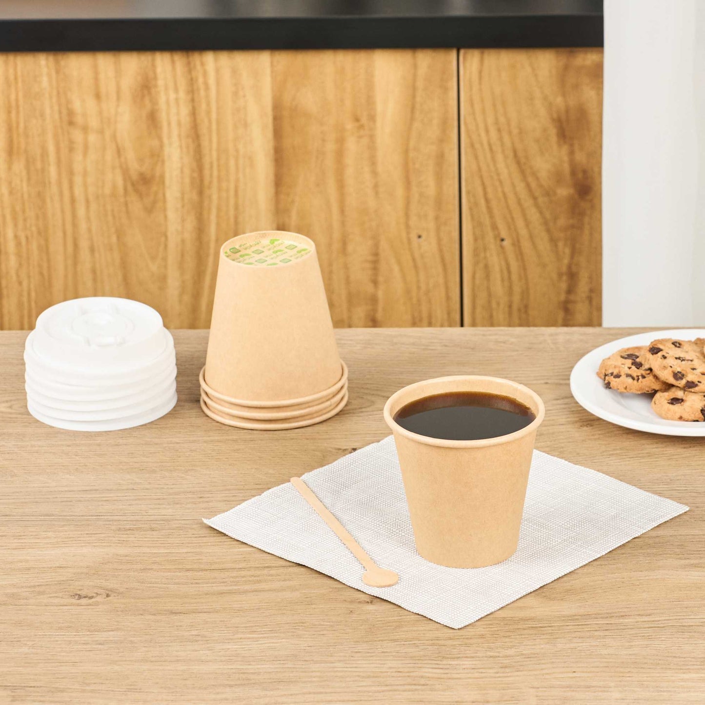 Restpresso 8 oz Natural Paper Unbleached Coffee Cup - Single Wall - 3 1/2" x 3 1/2" x 3 1/4" - 50 count box