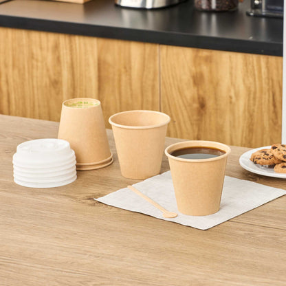 Restpresso 8 oz Natural Paper Unbleached Coffee Cup - Single Wall - 3 1/2" x 3 1/2" x 3 1/4" - 50 count box