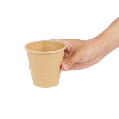 Restpresso 8 oz Natural Paper Unbleached Coffee Cup - Single Wall - 3 1/2" x 3 1/2" x 3 1/4" - 1000 count box