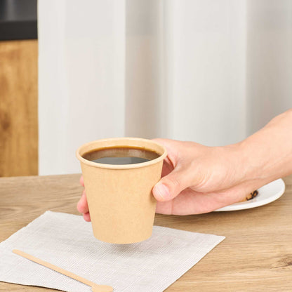 Restpresso 8 oz Natural Paper Unbleached Coffee Cup - Single Wall - 3 1/2" x 3 1/2" x 3 1/4" - 1000 count box