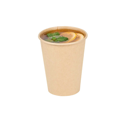 Restpresso 12 oz Natural Paper Unbleached Coffee Cup - Single Wall - 3 1/2" x 3 1/2" x 4 1/4" - 50 count box