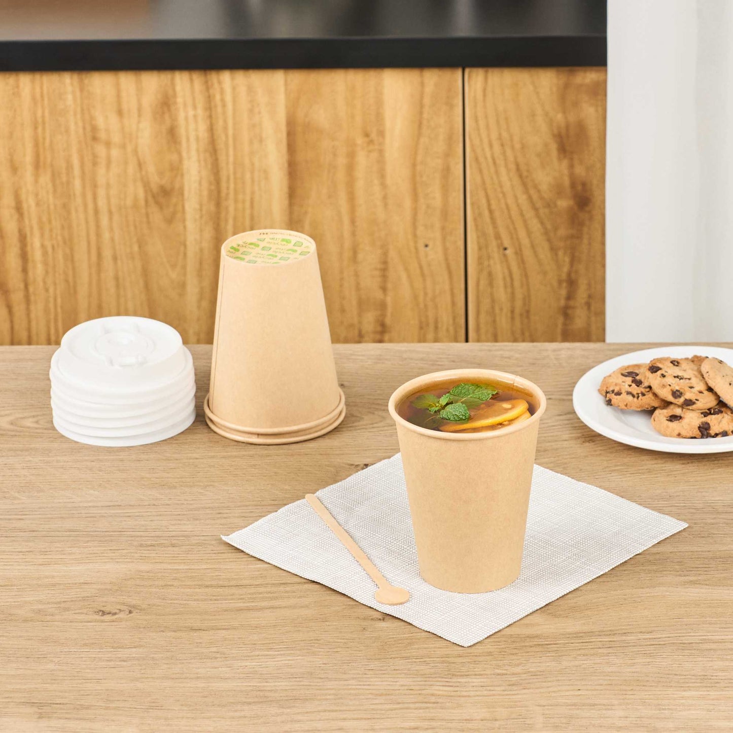 Restpresso 12 oz Natural Paper Unbleached Coffee Cup - Single Wall - 3 1/2" x 3 1/2" x 4 1/4" - 50 count box