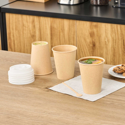 Restpresso 12 oz Natural Paper Unbleached Coffee Cup - Single Wall - 3 1/2" x 3 1/2" x 4 1/4" - 50 count box