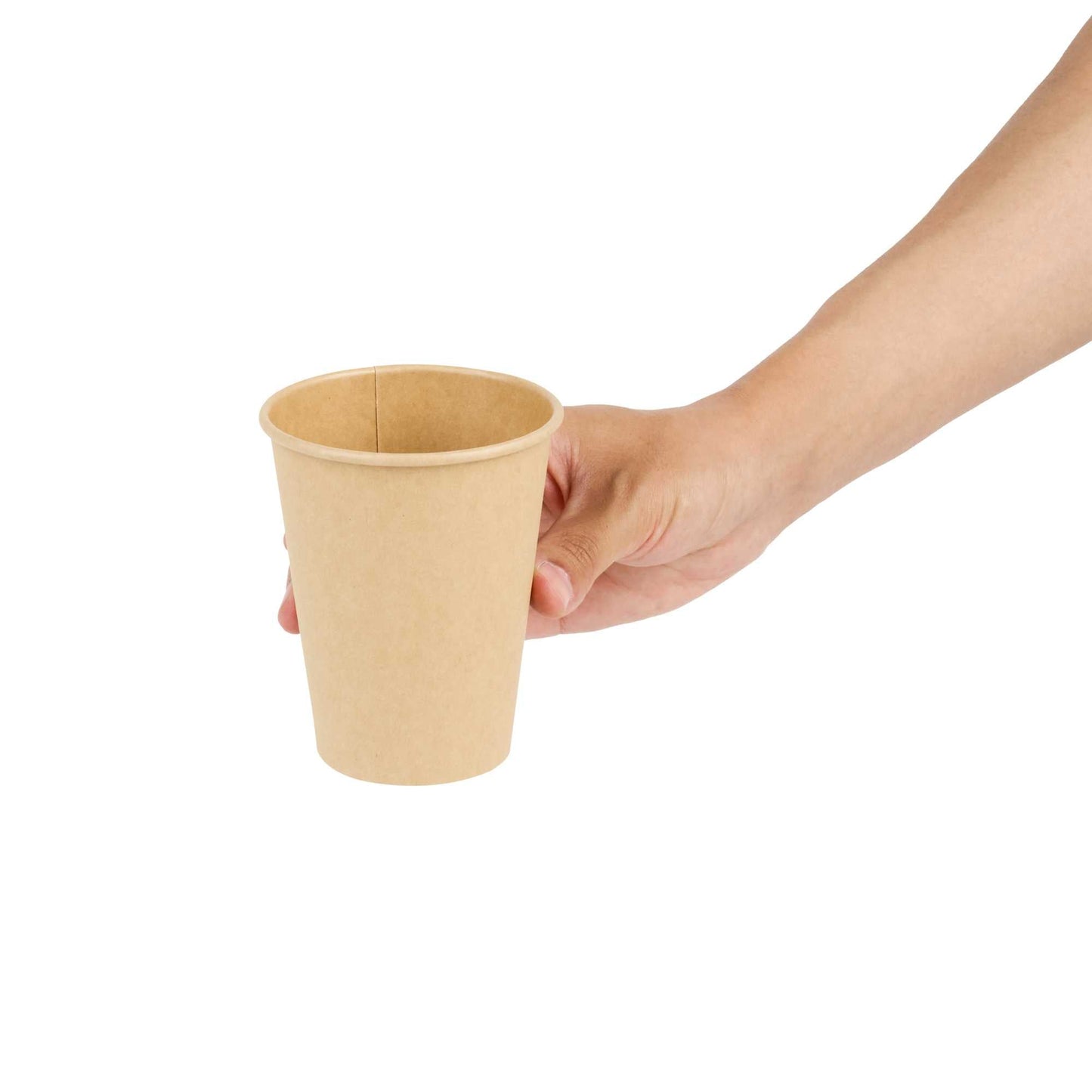 Restpresso 12 oz Natural Paper Unbleached Coffee Cup - Single Wall - 3 1/2" x 3 1/2" x 4 1/4" - 1000 count box