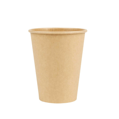 Restpresso 12 oz Natural Paper Unbleached Coffee Cup - Single Wall - 3 1/2" x 3 1/2" x 4 1/4" - 1000 count box