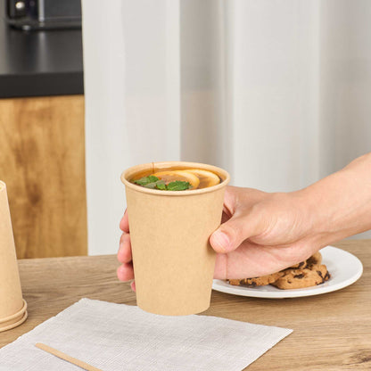 Restpresso 12 oz Natural Paper Unbleached Coffee Cup - Single Wall - 3 1/2" x 3 1/2" x 4 1/4" - 1000 count box