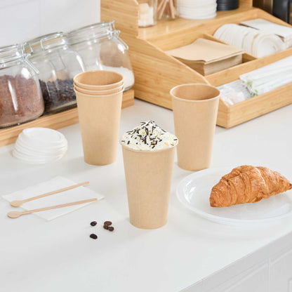 Restpresso 16 oz Natural Paper Unbleached Coffee Cup - Single Wall - 3 1/2" x 3 1/2" x 5 1/2" - 1000 count box