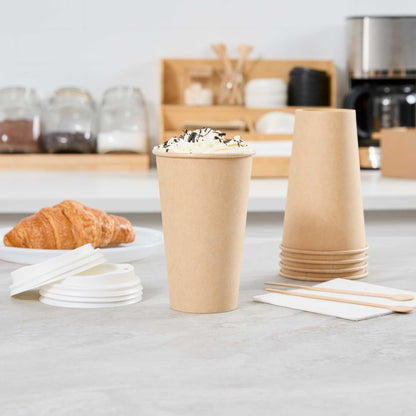 Restpresso 16 oz Natural Paper Unbleached Coffee Cup - Single Wall - 3 1/2" x 3 1/2" x 5 1/2" - 50 count box