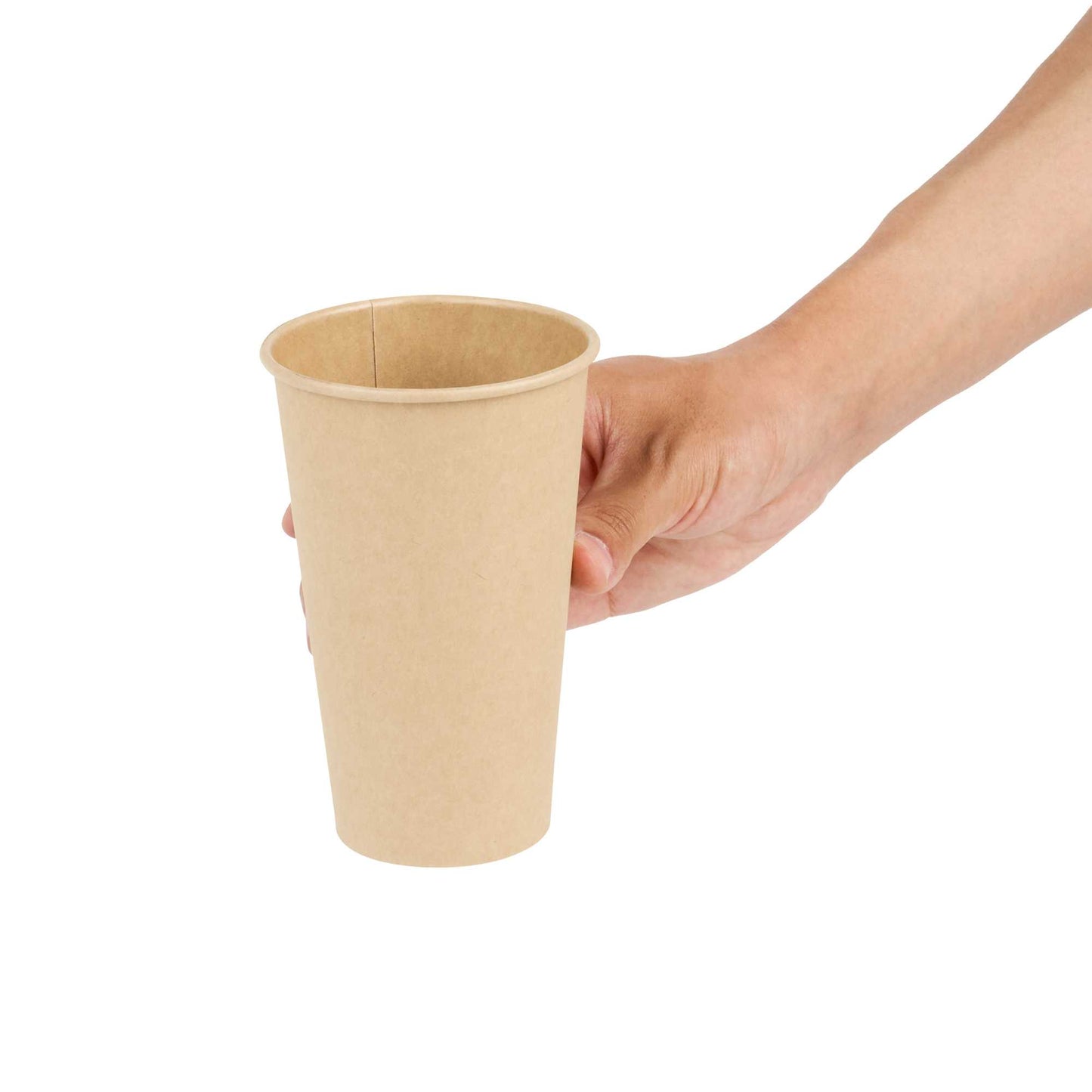 Restpresso 16 oz Natural Paper Unbleached Coffee Cup - Single Wall - 3 1/2" x 3 1/2" x 5 1/2" - 1000 count box
