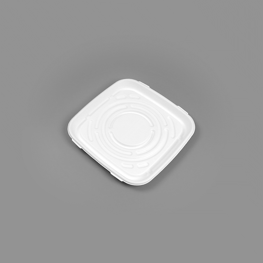 Pulp Safe No PFAS Added Square White Sugarcane / Bagasse Tray - Home Compostable - 12" x 12" - 100 count box