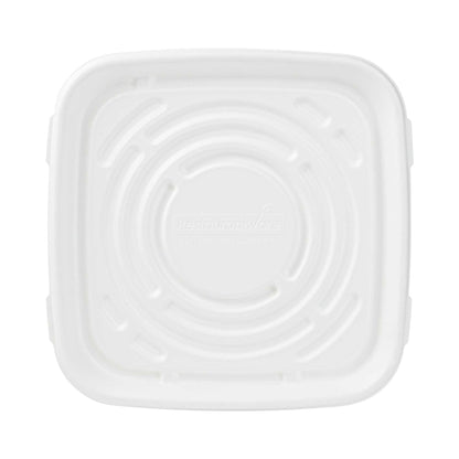 Pulp Safe No PFAS Added Square White Sugarcane / Bagasse Tray - Home Compostable - 12" x 12" - 100 count box