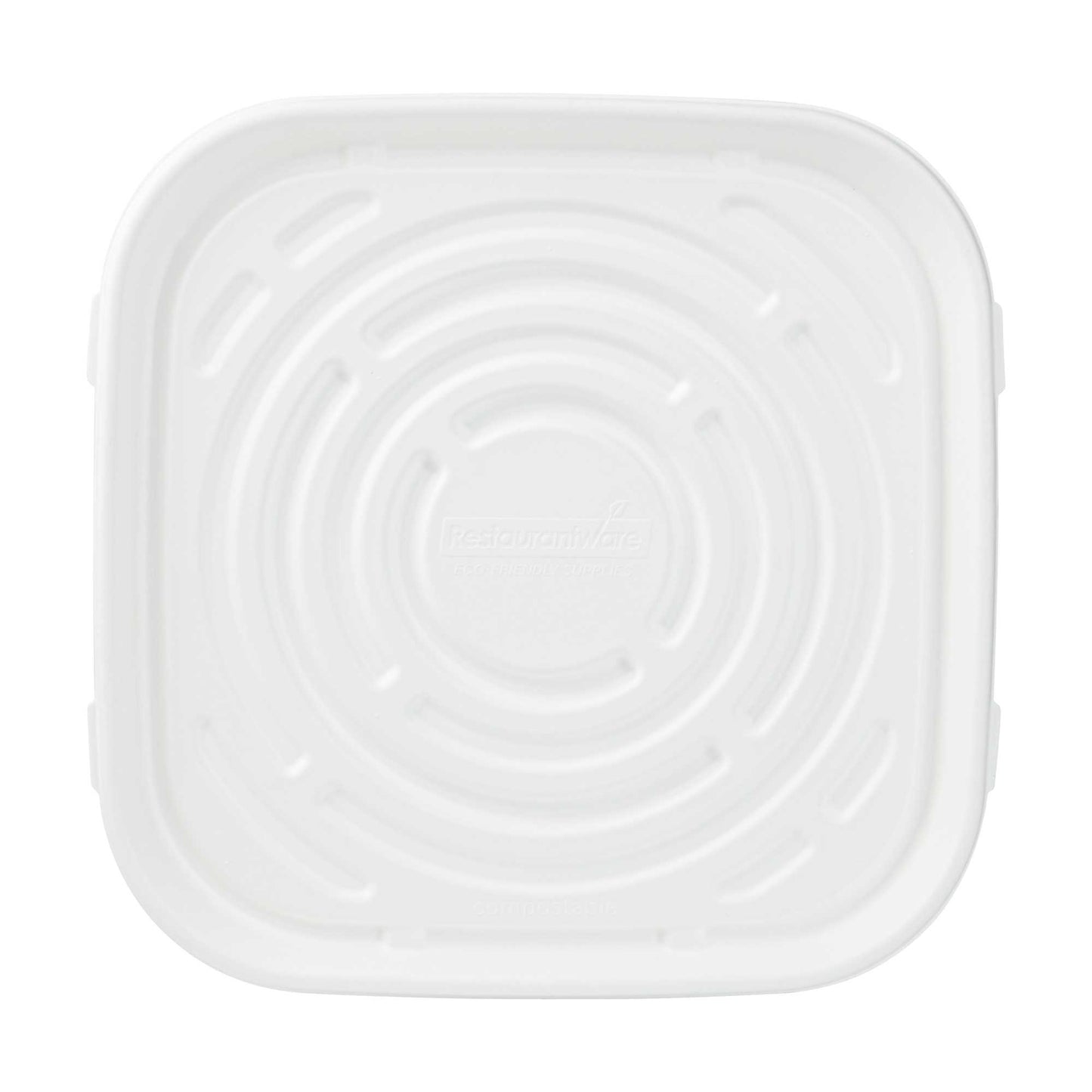 Pulp Safe No PFAS Added Square White Sugarcane / Bagasse Tray - Home Compostable - 16" x 16" - 100 count box