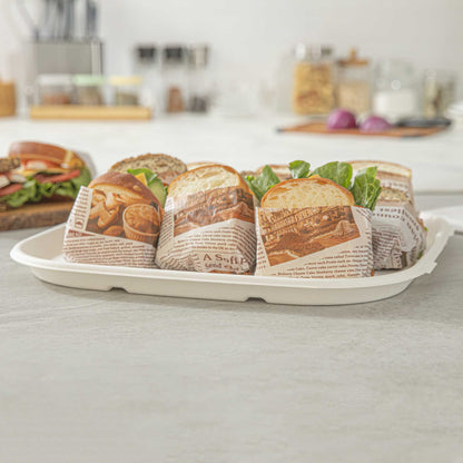 Pulp Safe No PFAS Added Square White Sugarcane / Bagasse Tray - Home Compostable - 16" x 16" - 100 count box