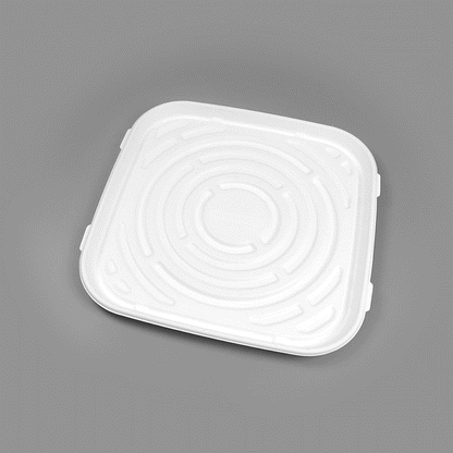 Pulp Safe No PFAS Added Square White Sugarcane / Bagasse Tray - Home Compostable - 18" x 18" - 100 count box