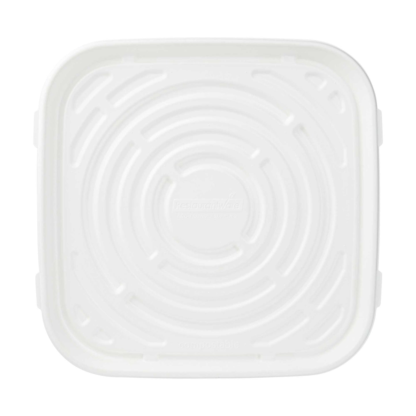 Pulp Safe No PFAS Added Square White Sugarcane / Bagasse Tray - Home Compostable - 18" x 18" - 100 count box