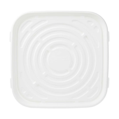 Pulp Safe No PFAS Added Square White Sugarcane / Bagasse Tray - Home Compostable - 18" x 18" - 100 count box
