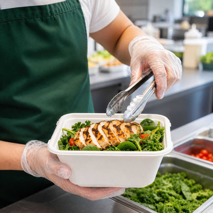 Pulp Safe No PFAS Added 80 oz Square White Sugarcane / Bagasse Serving Bowl - Home Compostable - 8 1/2" x 8 1/2" x 3 1/2" - 100 count box
