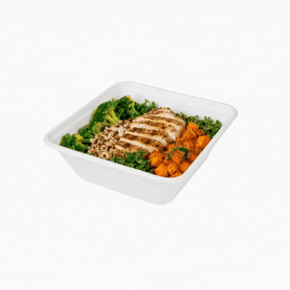 Pulp Safe No PFAS Added 128 oz Square White Sugarcane / Bagasse Serving Bowl - Home Compostable - 10" x 10" x 3 3/4" - 100 count box