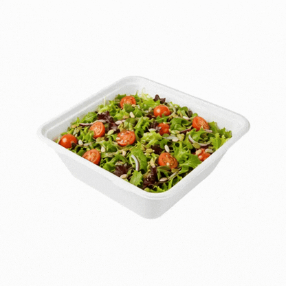 Pulp Safe No PFAS Added 160 oz Square White Sugarcane / Bagasse Serving Bowl - Home Compostable - 10 3/4" x 10 3/4" x 4" - 100 count box