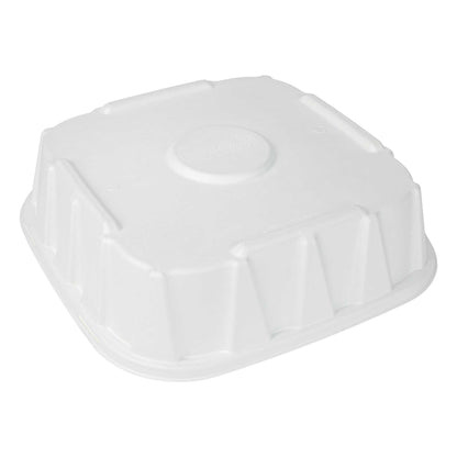 Pulp Safe No PFAS Added Square White Sugarcane / Bagasse Tray Lid - Home Compostable, Fits 16" - 100 count box