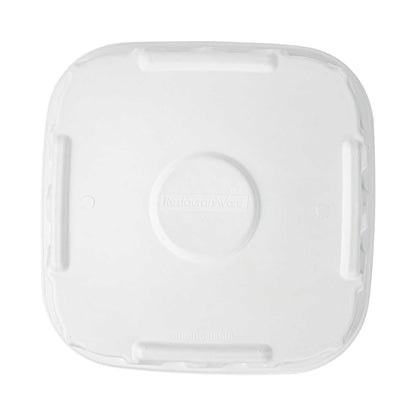 Pulp Safe No PFAS Added Square White Sugarcane / Bagasse Tray Lid - Home Compostable, Fits 16" - 100 count box