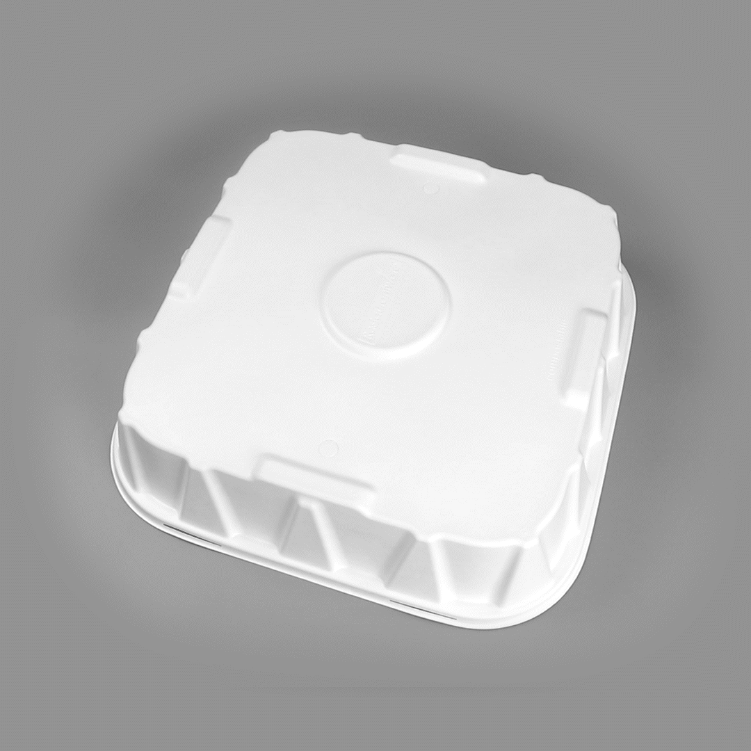 Pulp Safe No PFAS Added Square White Sugarcane / Bagasse Tray Lid - Home Compostable, Fits 18" - 100 count box