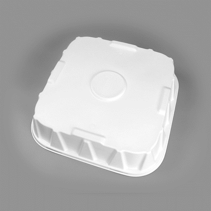 Pulp Safe No PFAS Added Square White Sugarcane / Bagasse Tray Lid - Home Compostable, Fits 18" - 100 count box