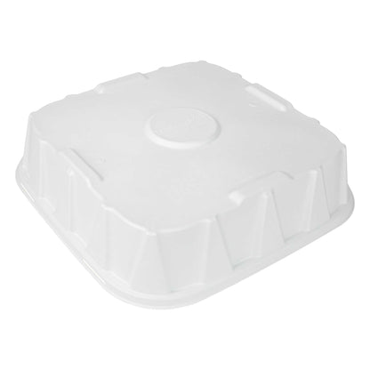 Pulp Safe No PFAS Added Square White Sugarcane / Bagasse Tray Lid - Home Compostable, Fits 18" - 100 count box