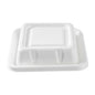 Pulp Safe No PFAS Added Square White Sugarcane / Bagasse Serving Bowl Lid - Home Compostable, Fits 80 oz - 100 count box