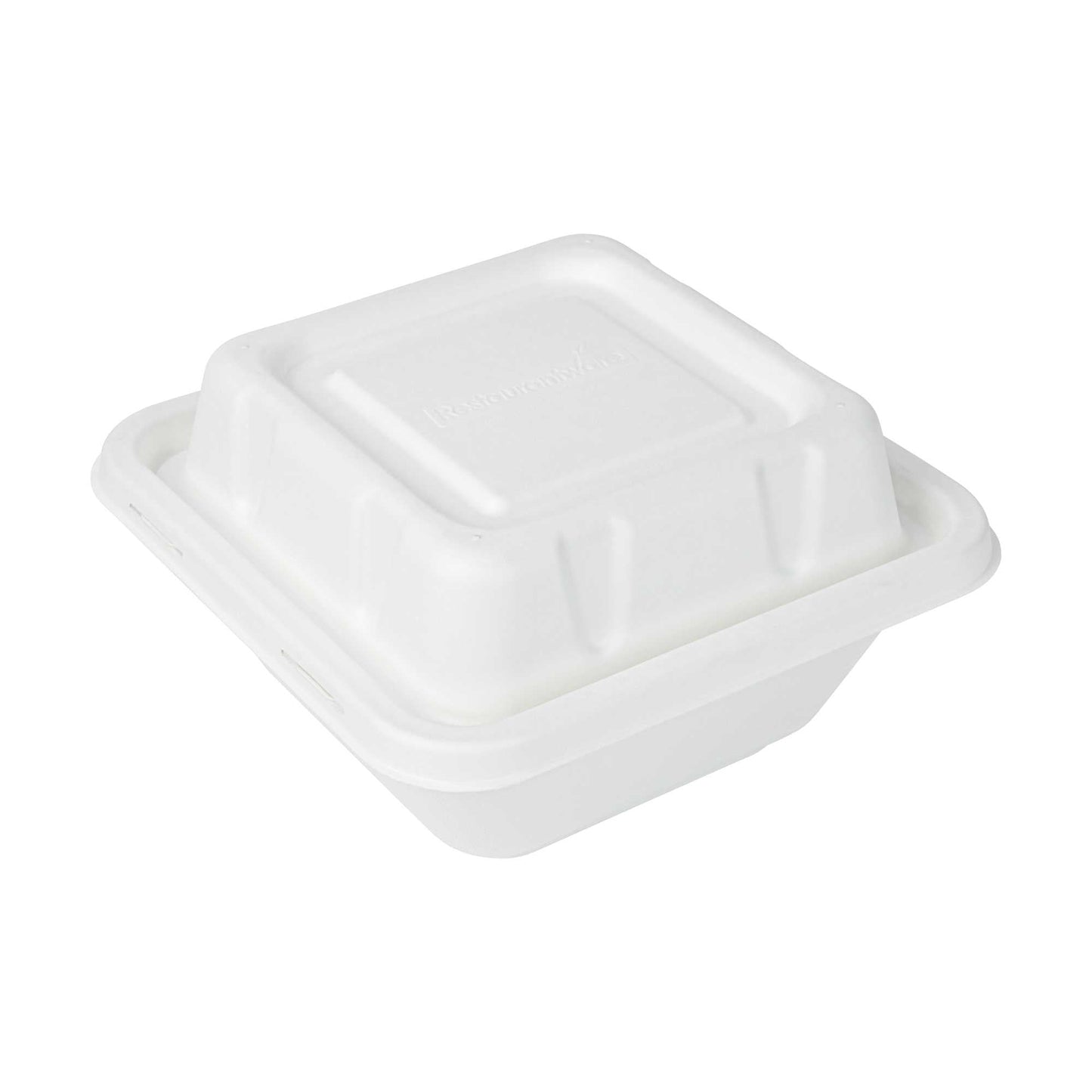 Pulp Safe No PFAS Added Square White Sugarcane / Bagasse Serving Bowl Lid - Home Compostable, Fits 80 oz - 100 count box
